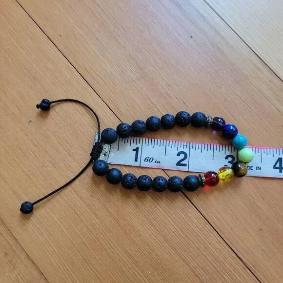 Set of 3 beaded bracelets faux crystal tiger's eye lava beads bohemian hippie - Picture 12 of 12